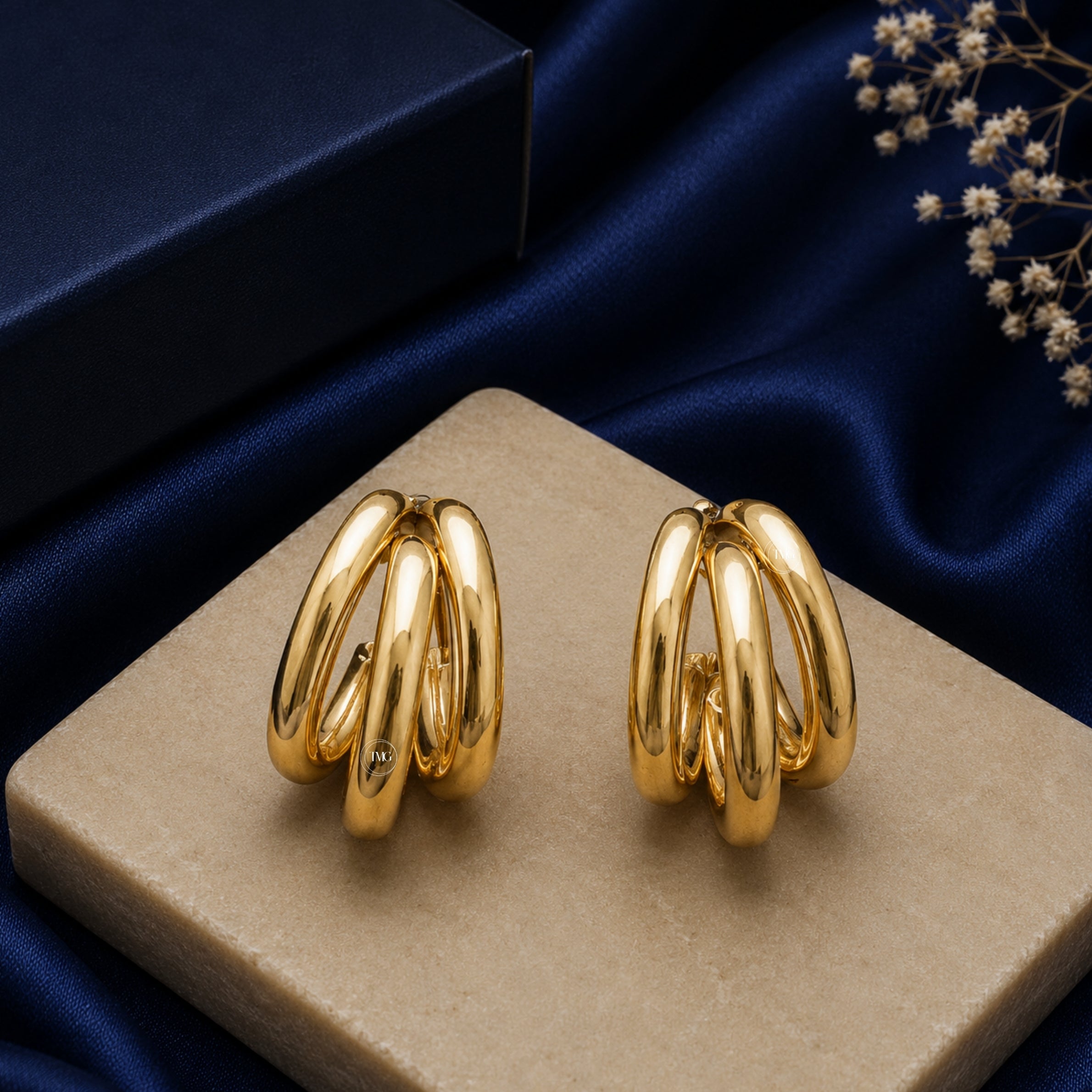 Triple Loop Gold Hoops